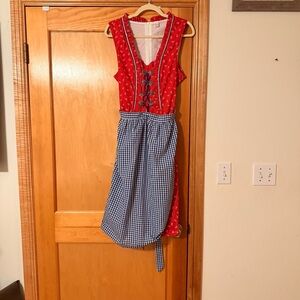 Red and Blue Dirndl Dress